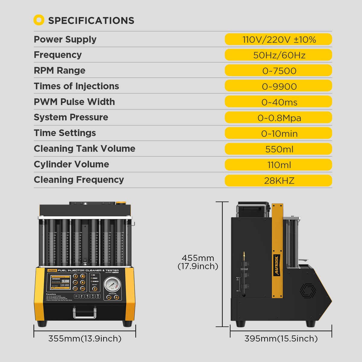 AUTOOL FN606 Ultrasonic Cleaner + Tester Injector Profesional 6 Silinder GDI EFI FSI — foto 4