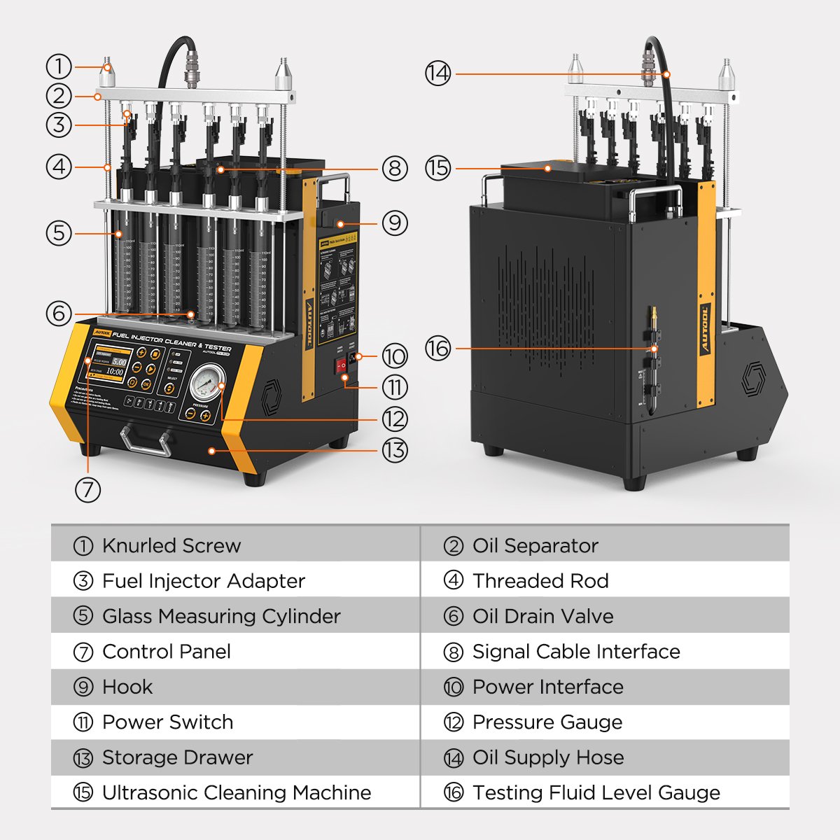 AUTOOL FN606 Ultrasonic Cleaner + Tester Injector Profesional 6 Silinder GDI EFI FSI — foto 5