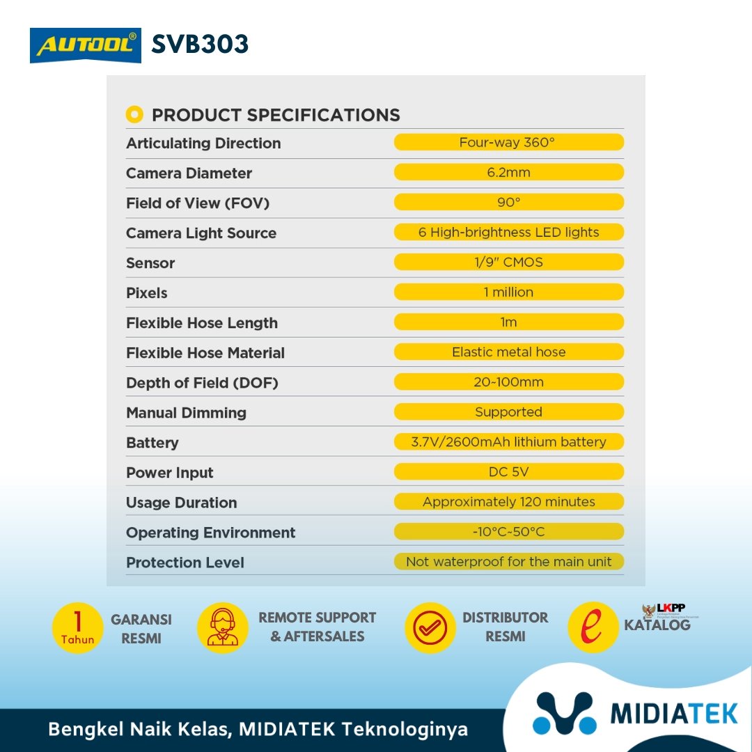 AUTOOL SVB303 Kamera Endoskop Otomotif 360° 4-Arah — foto 3