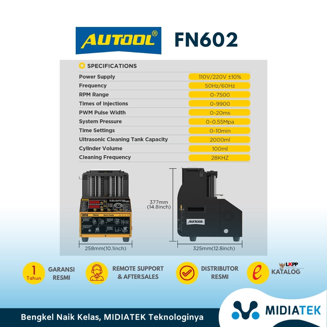 AUTOOL FN602 Fuel Injector Cleaner & Tester 4 Silinder | Ultrasonic Cleaning GDI EFI FSI, Test Semprot & Kebocoran — foto 4