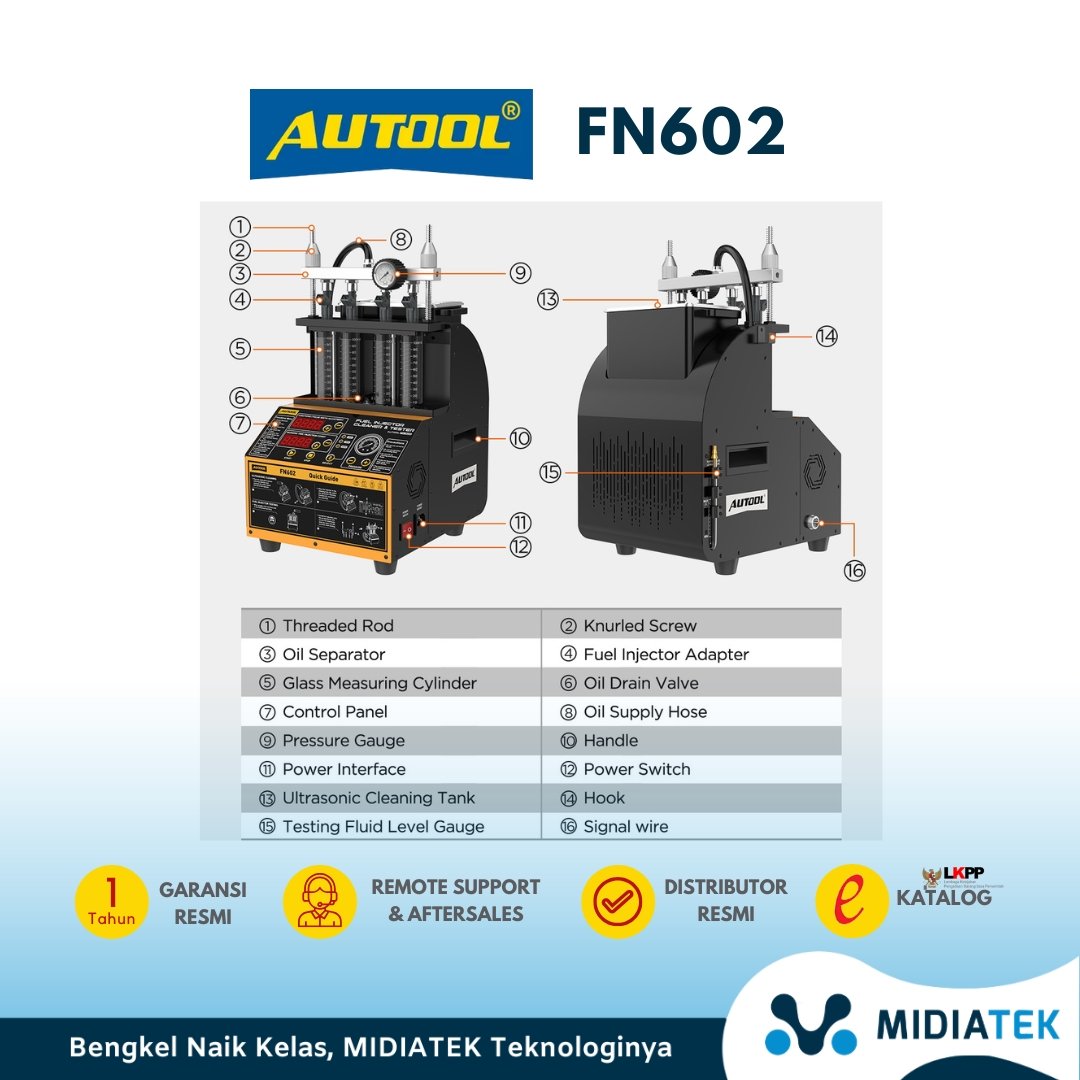 AUTOOL FN602 Fuel Injector Cleaner & Tester 4 Silinder | Ultrasonic Cleaning GDI EFI FSI, Test Semprot & Kebocoran — foto 5