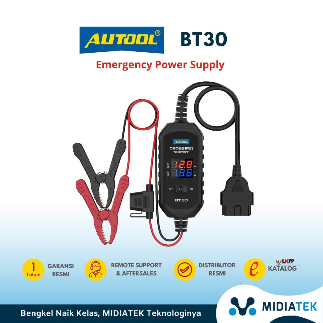AUTOOL BT30 OBD Emergency Power Supply  Kabel Memory Saver Aki Mobil dengan Layar Digital
