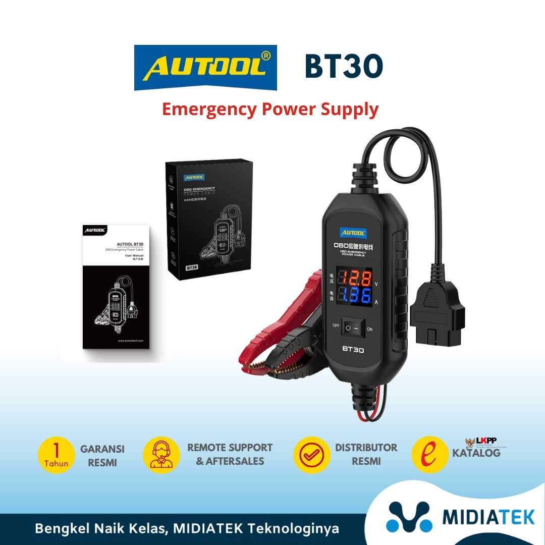 AUTOOL BT30 OBD Emergency Power Supply  Kabel Memory Saver Aki Mobil dengan Layar Digital — foto 4