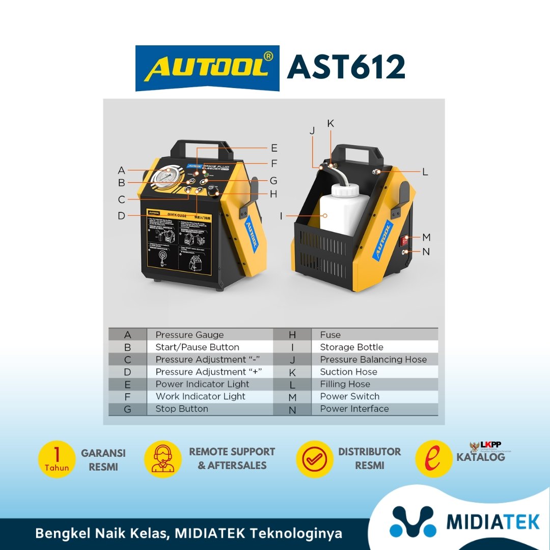 AUTOOL AST612 Brake Fluid Change Machine – Pulsating Brake Oil Exchanger (12V) — foto 4