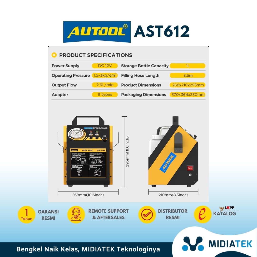 AUTOOL AST612 Brake Fluid Change Machine – Pulsating Brake Oil Exchanger (12V) — foto 5