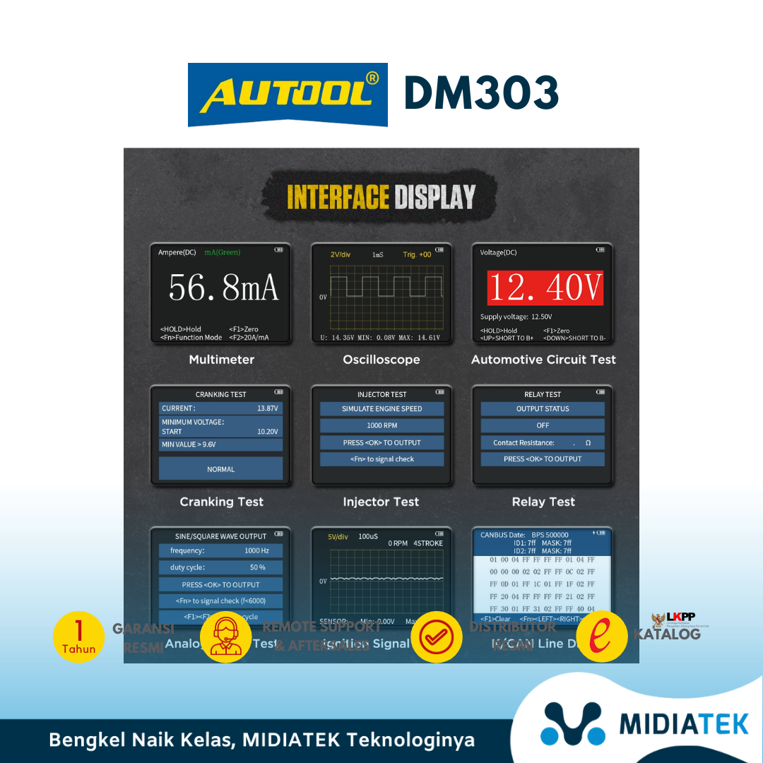 AUTOOL DM303 Auto Diagnostic Multimeter Car Circuit Tester with K/CAN/Oscilloscope/Cranking/Analog Signal/Injector/Relay Test — foto 6