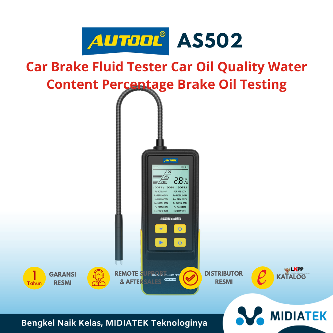 AUTOOL AS502 Car Brake Fluid Tester Car Oil Quality Water Content Percentage Brake Oil Testing For Automotive DOT3 DOT4 DOT5.1