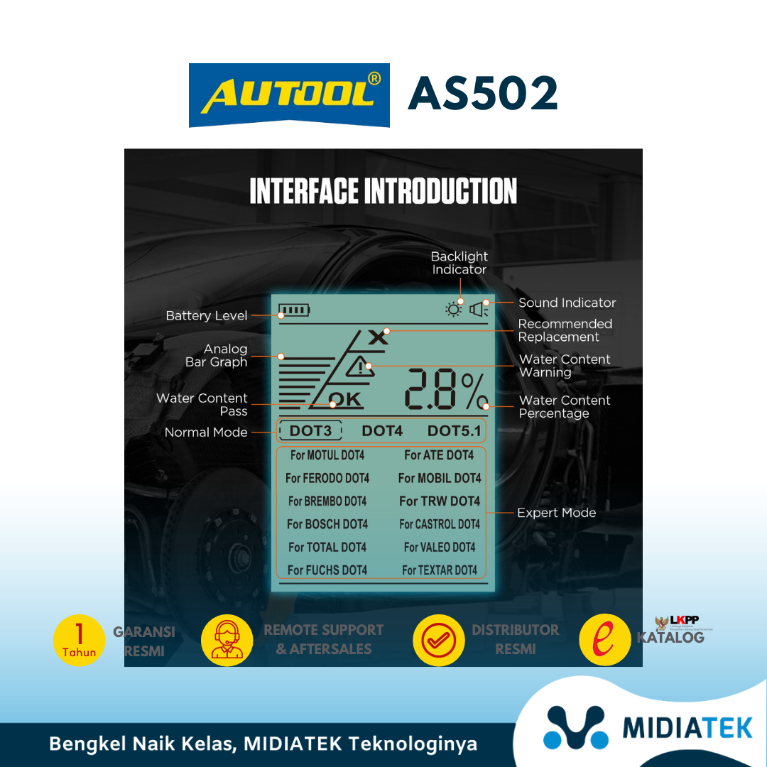 AUTOOL AS502 Car Brake Fluid Tester Car Oil Quality Water Content Percentage Brake Oil Testing For Automotive DOT3 DOT4 DOT5.1 — foto 4