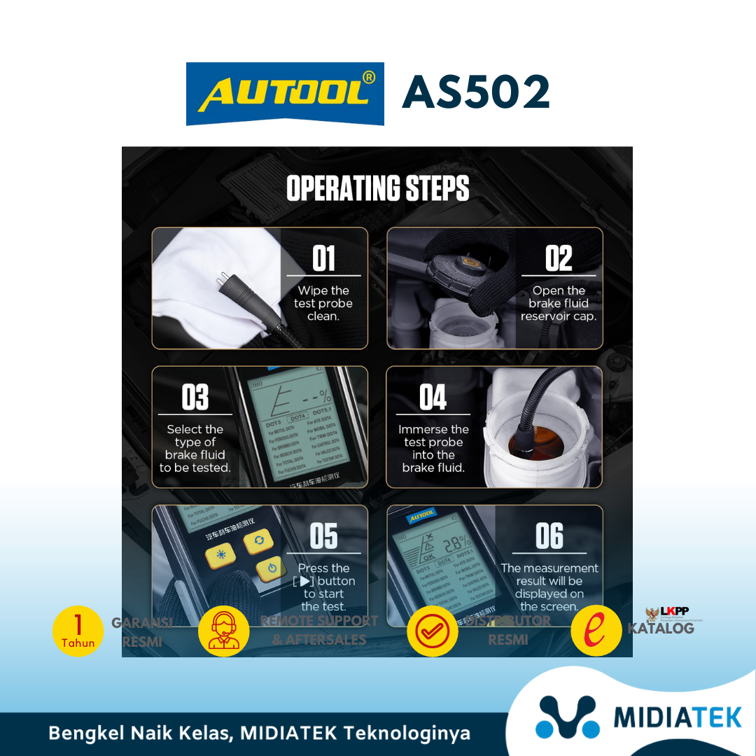 AUTOOL AS502 Car Brake Fluid Tester Car Oil Quality Water Content Percentage Brake Oil Testing For Automotive DOT3 DOT4 DOT5.1 — foto 5