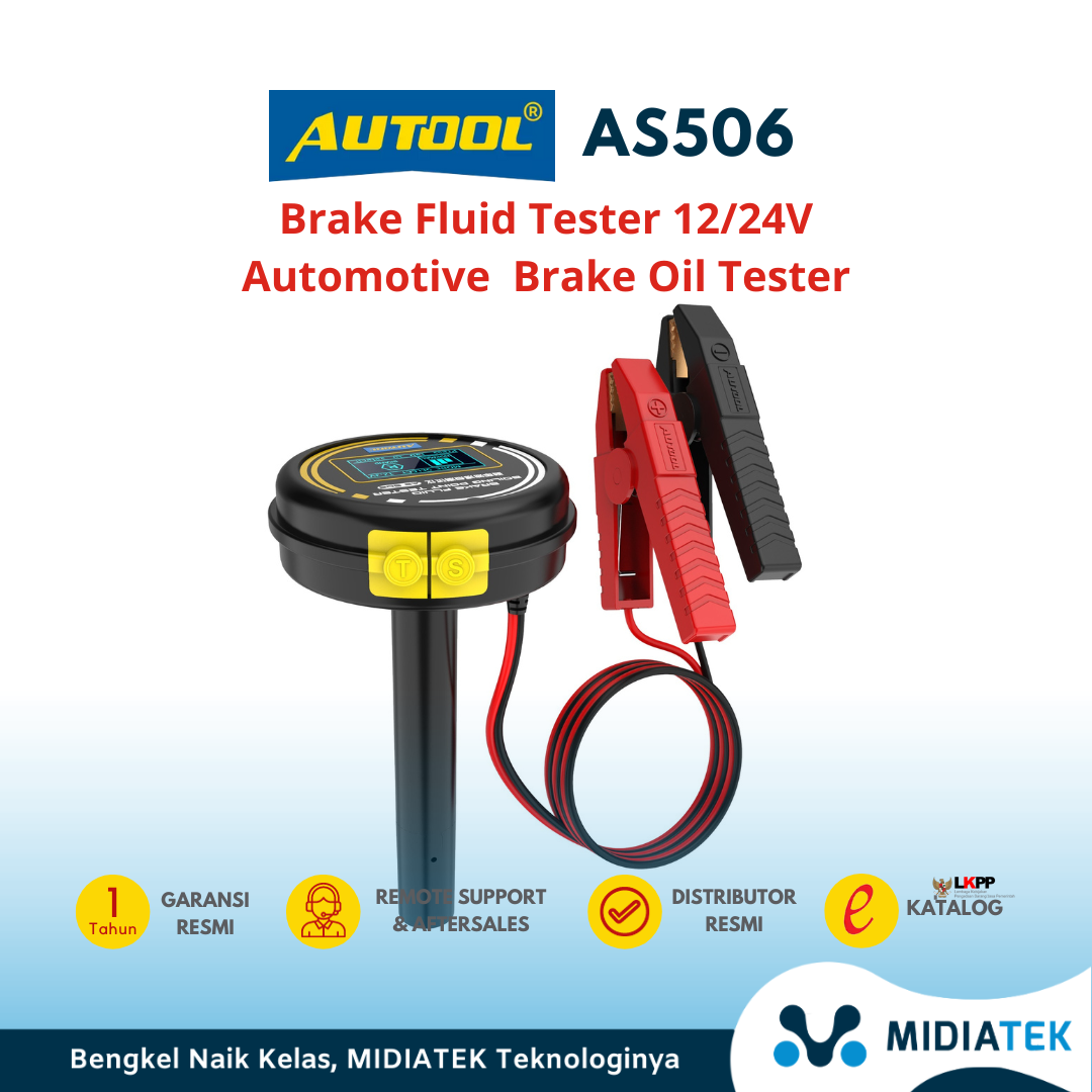 AUTOOL AS506 Brake Fluid Tester 12/24V Automotive Brake Oil Tester Compatible for DOT3/DOT4/DOT5.1/ENV4/ENV6 ATE/TRW/BOSCH/MOBIL