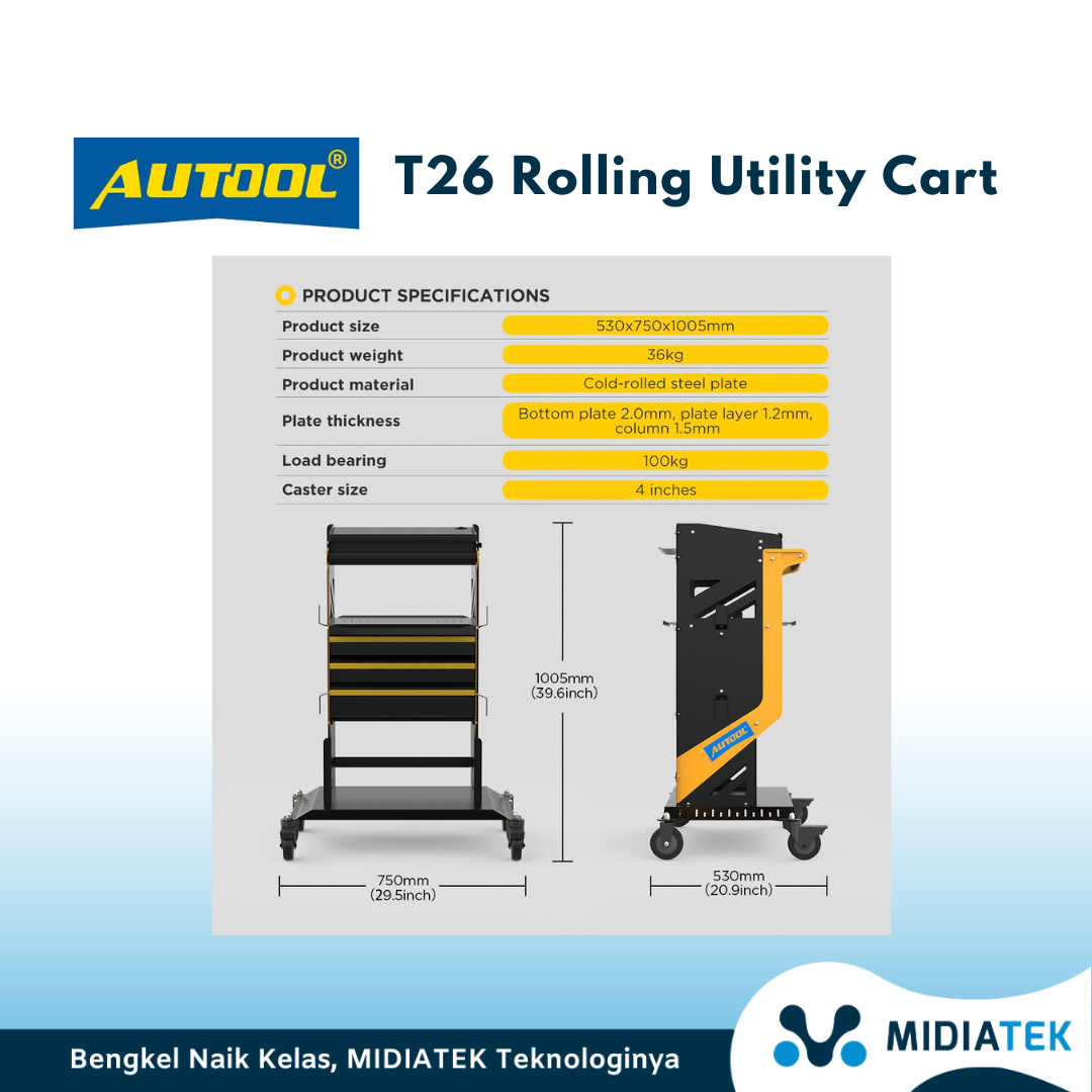 AUTOOL Trolly T26 Rolling Utility Cart — foto 2
